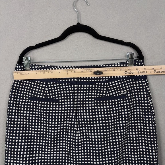 Vineyard Vines Skirt Womens 12 Blue White Polka Dot Cotton Lined Preppy Casual - Picture 8 of 13